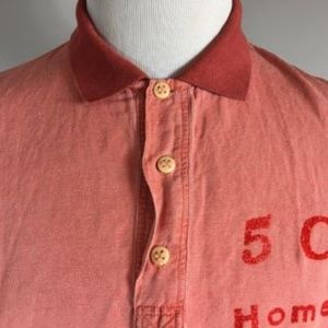 ARMANI JEANS coral red Graphic Shirt M OVERSIZED
